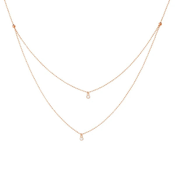 Diamond Drops Necklace on D/C Bead Chain