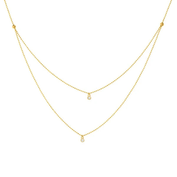 Diamond Drops Necklace on D/C Bead Chain