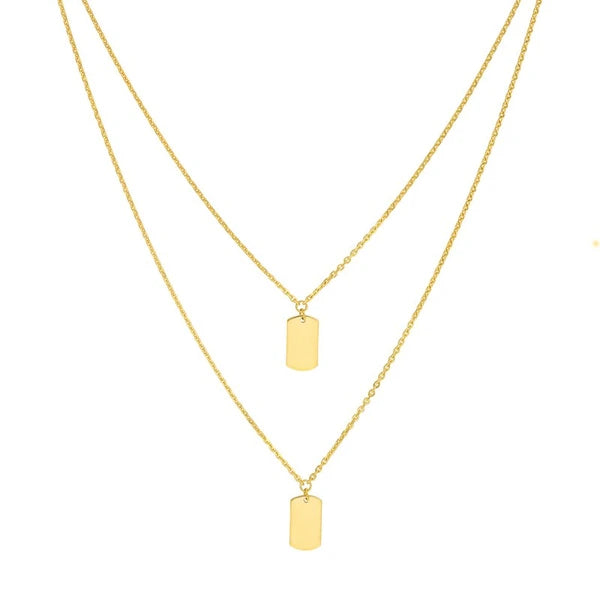 Double Dog Tag Adjustable Duet Necklace
