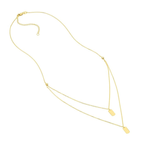 Double Dog Tag Adjustable Duet Necklace