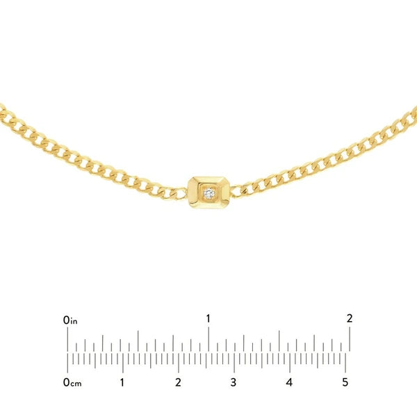 Raised Diamond Open Curb Chain Choker