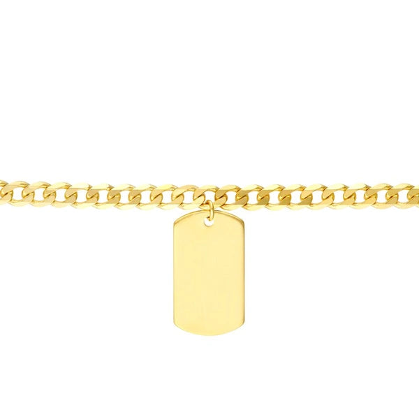 Dog Tag Dangle Curb Chain Bracelet