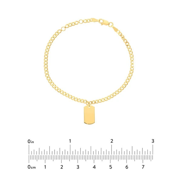 Dog Tag Dangle Curb Chain Bracelet