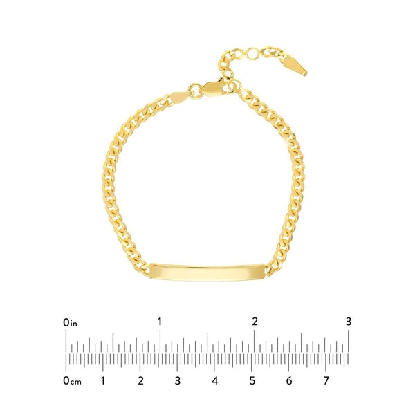 Initial ID Plate on Curb Chain Adjustable Bracelet