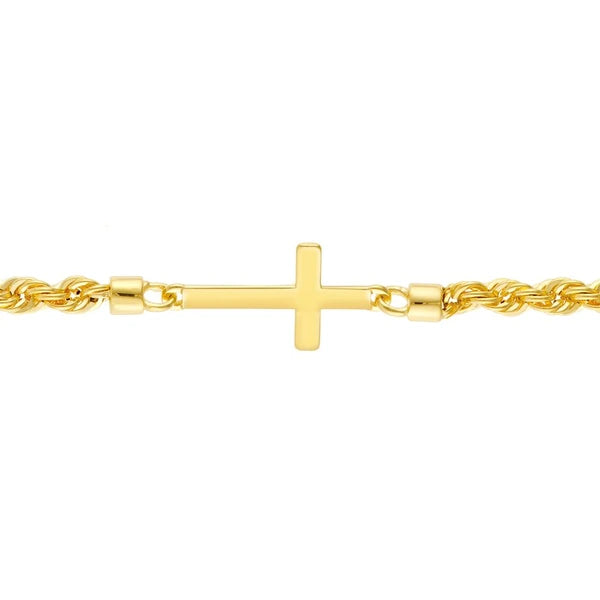 Cross on Rope Chain Adjustable Bracelet