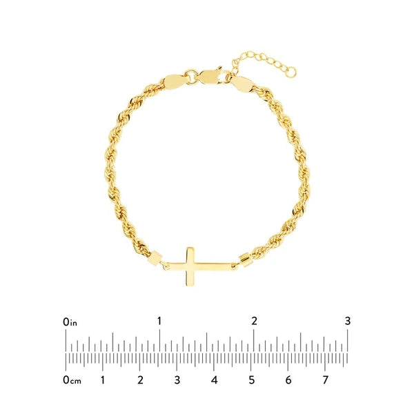 Cross on Rope Chain Adjustable Bracelet
