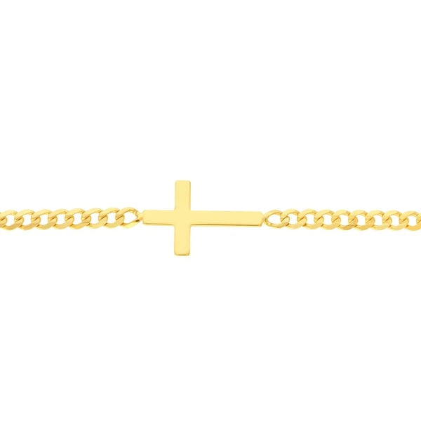 Cross on Curb Chain Bracelet