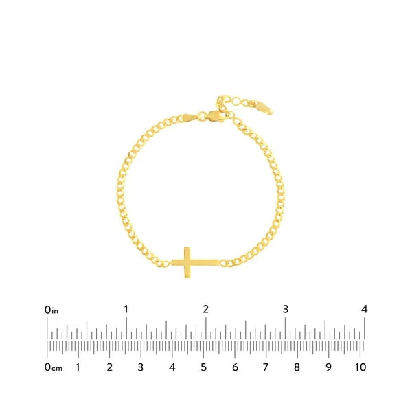 Cross on Curb Chain Bracelet