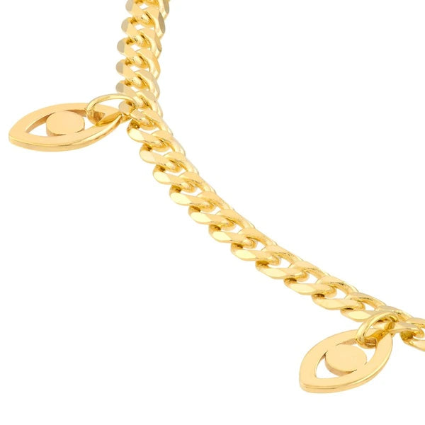 Evil Eye Dangles Curb Chain Adj. Bracelet