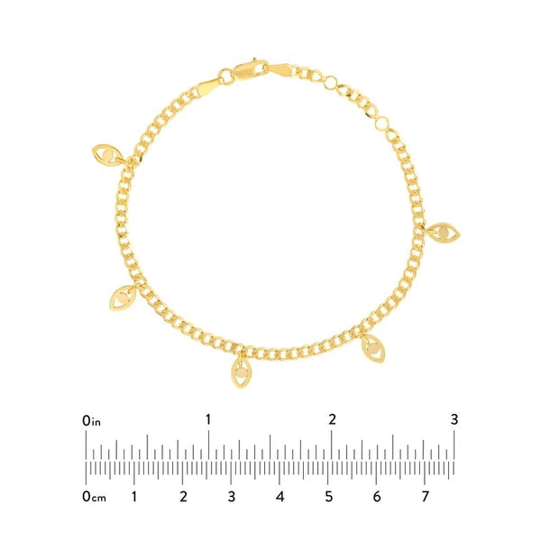 Evil Eye Dangles Curb Chain Adj. Bracelet
