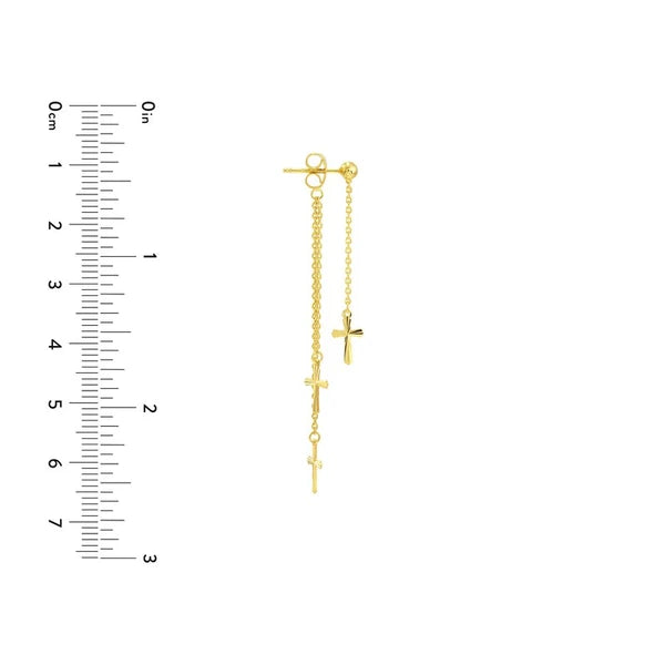 Front and Back Fluted Cross Earrings