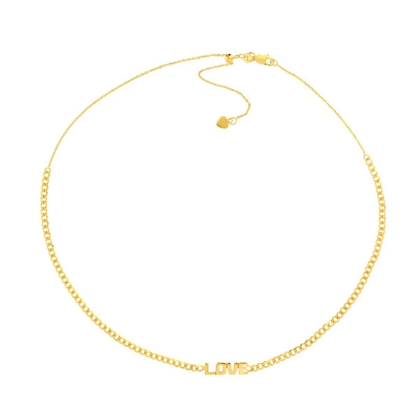 Love Plate on Open Curb Chain Adjustable Choker