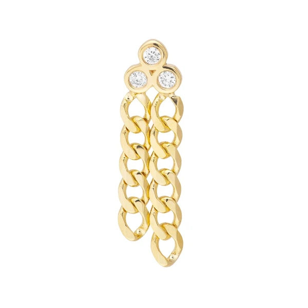 Diamond Trinity Drop Curb Chain Earrings