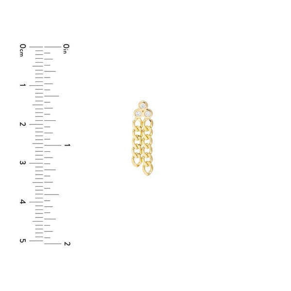 Diamond Trinity Drop Curb Chain Earrings