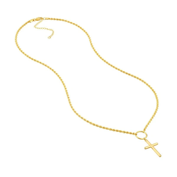 Cross Drop Adjustable Necklace on Rope Chain