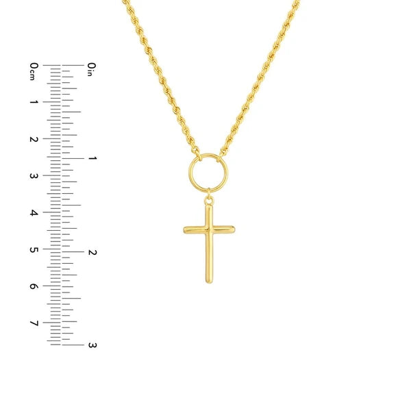 Cross Drop Adjustable Necklace on Rope Chain