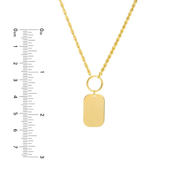 Engravable Dog Tag Necklace on Rope Chain