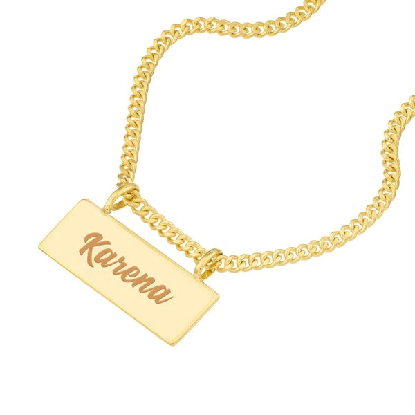 Engravable Plate on Open Curb Chain Necklace