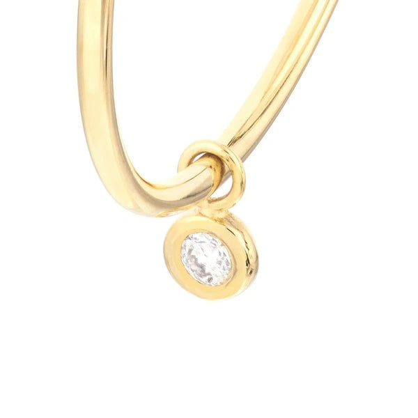 Diamond Bezel Dangle Hoop Post Earrings