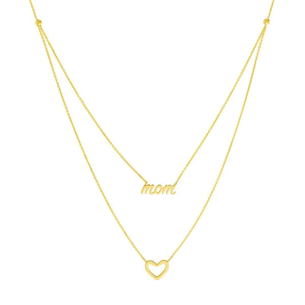 Script Mom and Open Heart Duet Necklace