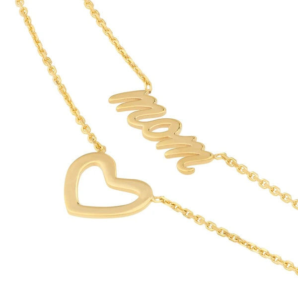 Script Mom and Open Heart Duet Necklace