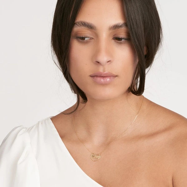 Script Mom in Open Heart Adjustable Necklace