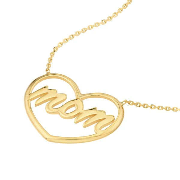 Script Mom in Open Heart Adjustable Necklace