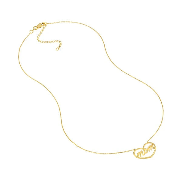 Script Mom in Open Heart Adjustable Necklace