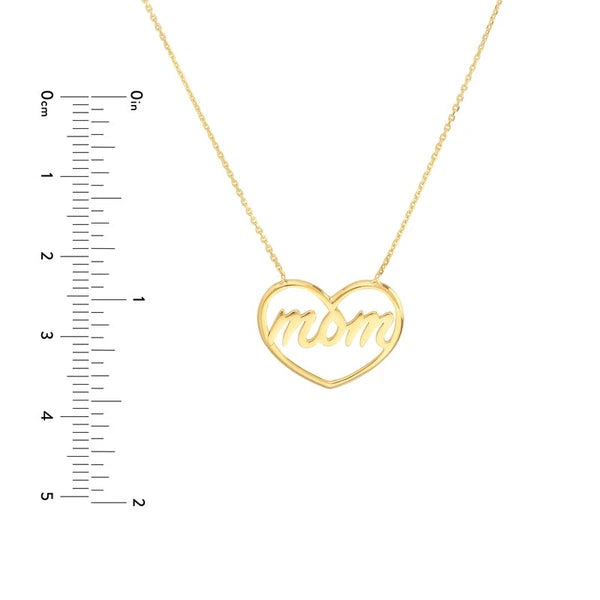 Script Mom in Open Heart Adjustable Necklace