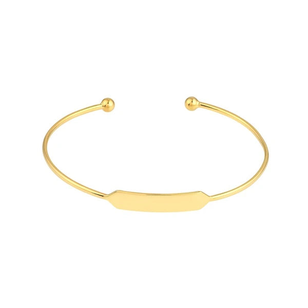 Engravable ID Cuff Bangle with Beaded Ends