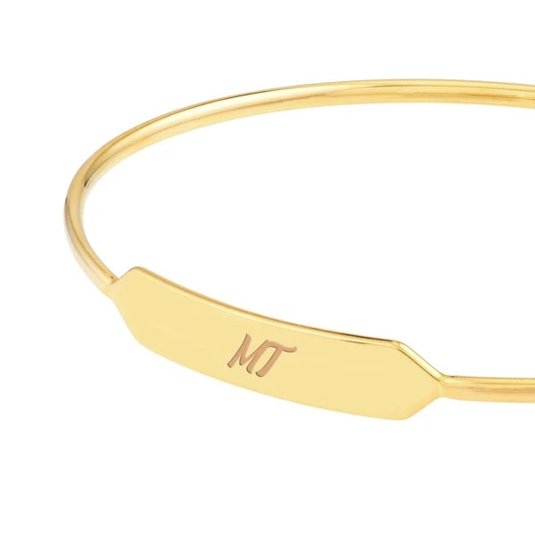 Engravable ID Cuff Bangle with Beaded Ends