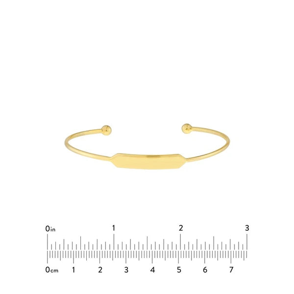 Engravable ID Cuff Bangle with Beaded Ends