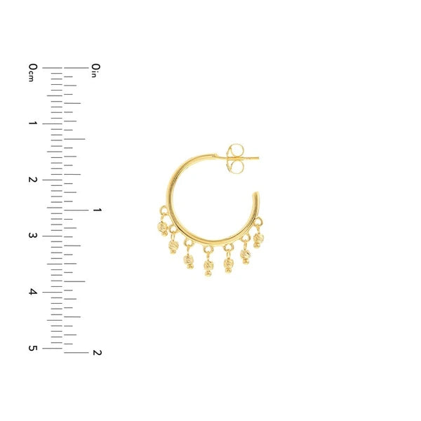 Diamond-Cut Bead Shaker Hoop Post Earrings