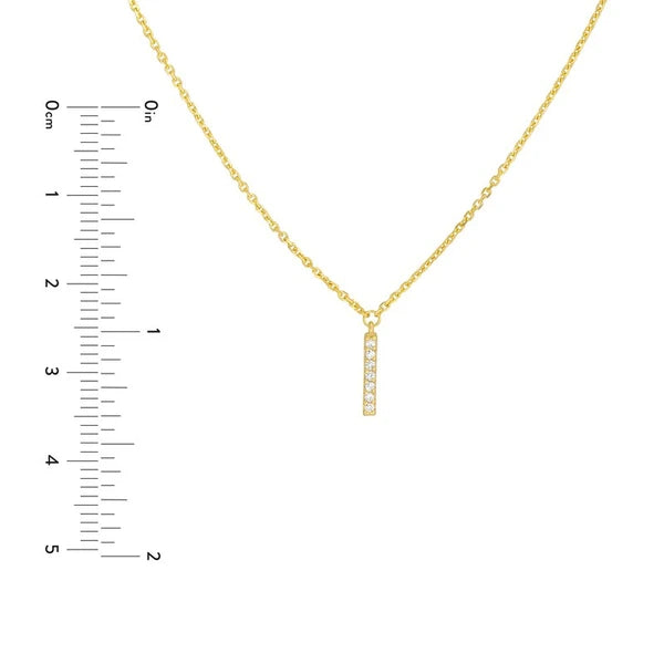 Diamond Staple Bar Drops Duet Necklace