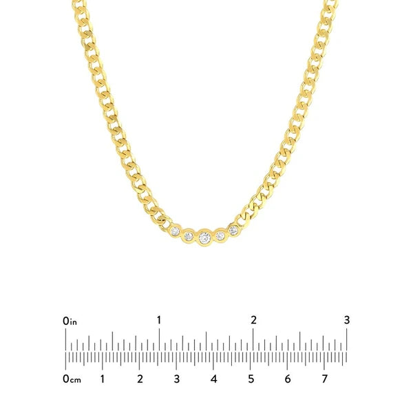 Curb Chain Necklace with Graduating Diamond