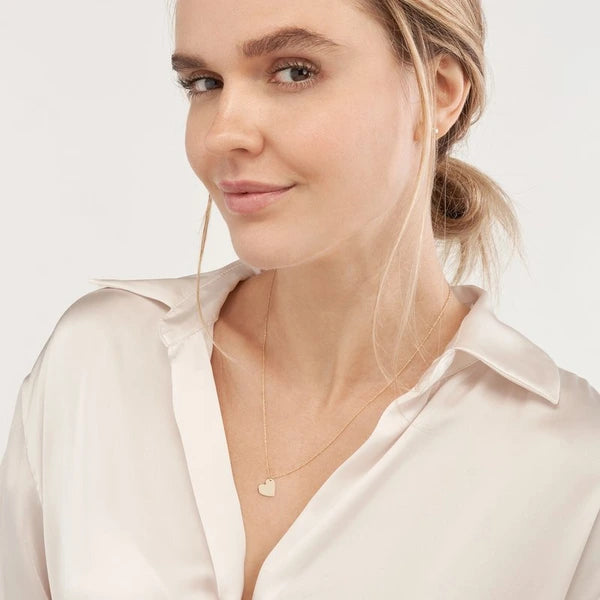 Flat Tilted Heart Engravable Necklace