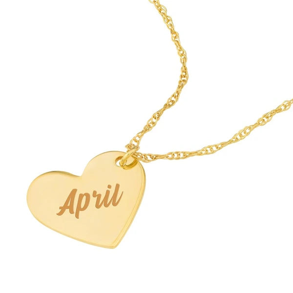 Flat Tilted Heart Engravable Necklace