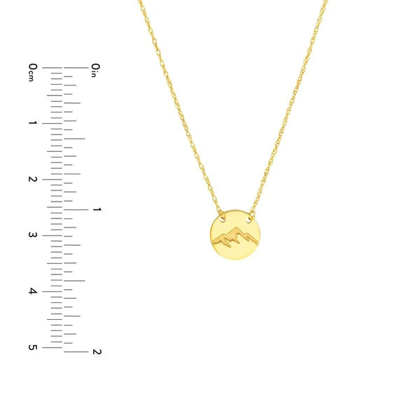 So You Etched Mountain Mini Disc Adjustable Necklace
