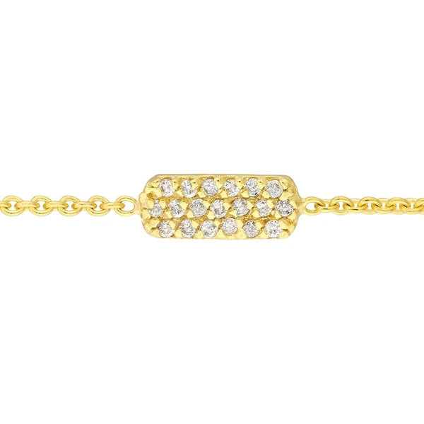 Mini Pavé Diamond Dog Tag Bolo Bracelet