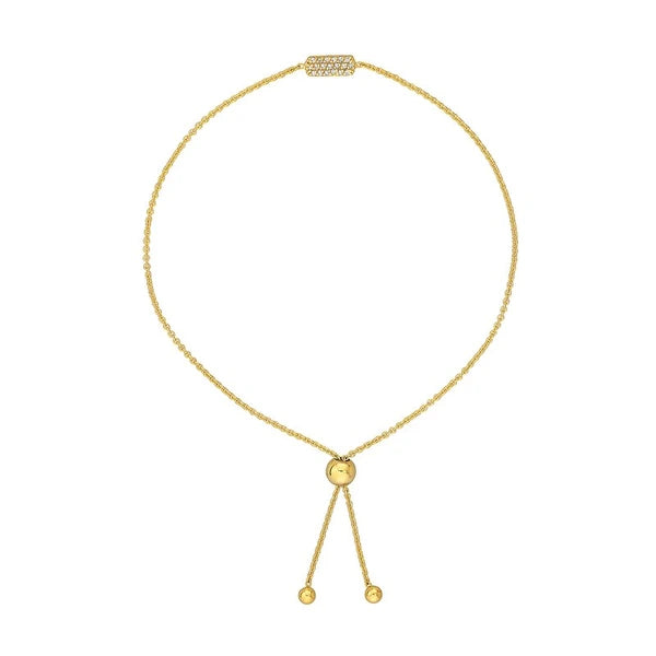 Mini Pavé Diamond Dog Tag Bolo Bracelet