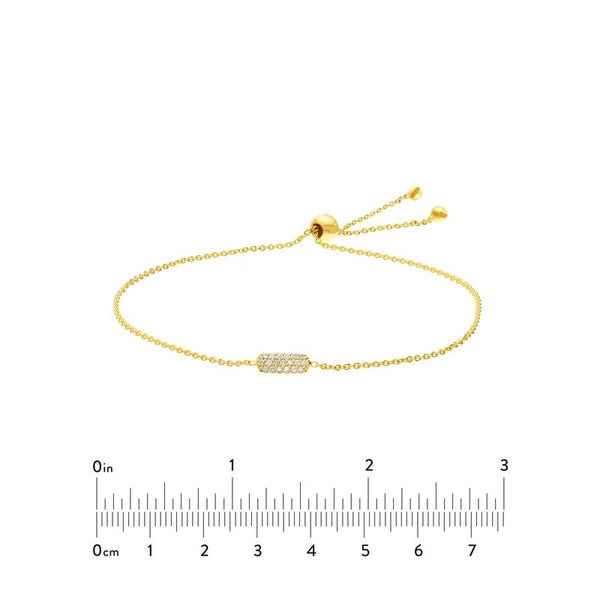 Mini Pavé Diamond Dog Tag Bolo Bracelet