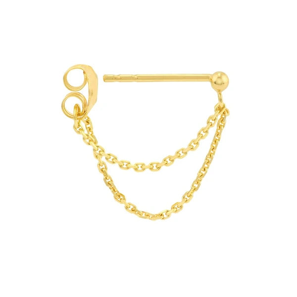 Draped Double Chain Front-to-Back Earrings