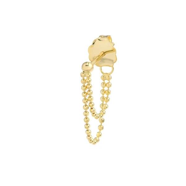 Diamond-Cut Bead Chain Duo Huggie Earrings