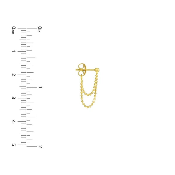 Diamond-Cut Bead Chain Duo Huggie Earrings