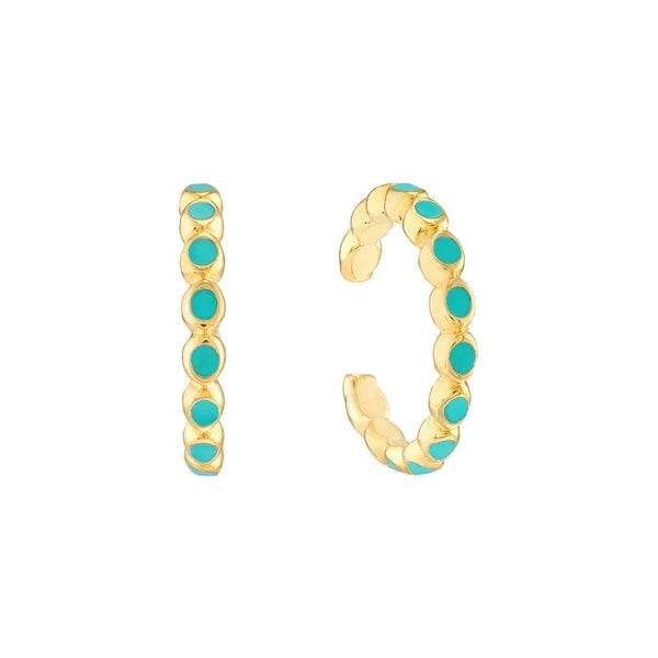 Full Turquoise EN/Amel Bezel Earring Cuffs