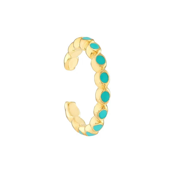 Full Turquoise EN/Amel Bezel Earring Cuffs