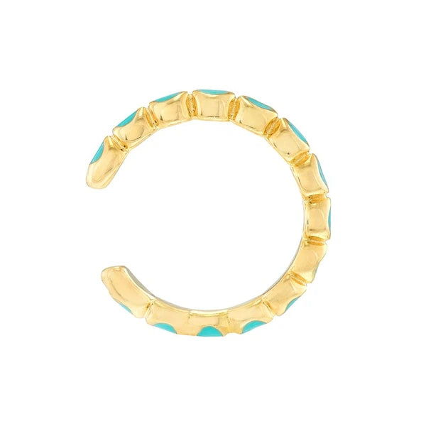 Full Turquoise EN/Amel Bezel Earring Cuffs