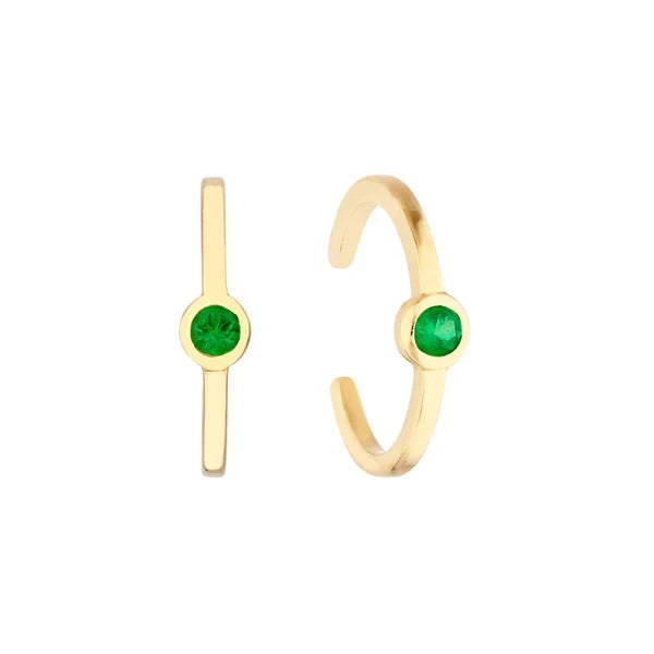 2.0mm Emerald Bezel Earring Cuffs