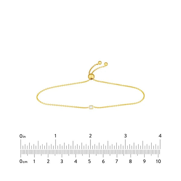 Mini Princess Cut Diamond Bolo Bracelet