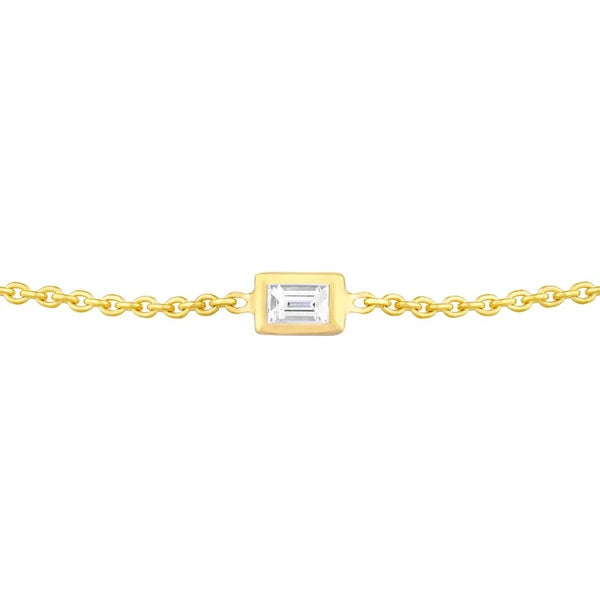 Mini Baguette Diamond Bolo Bracelet